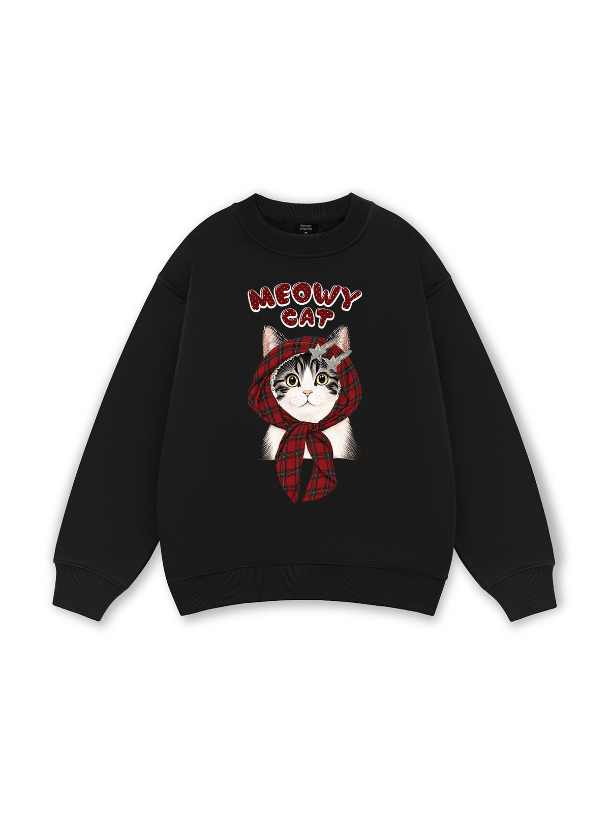 Meowy Cat Red Xmas Plaid Sweater