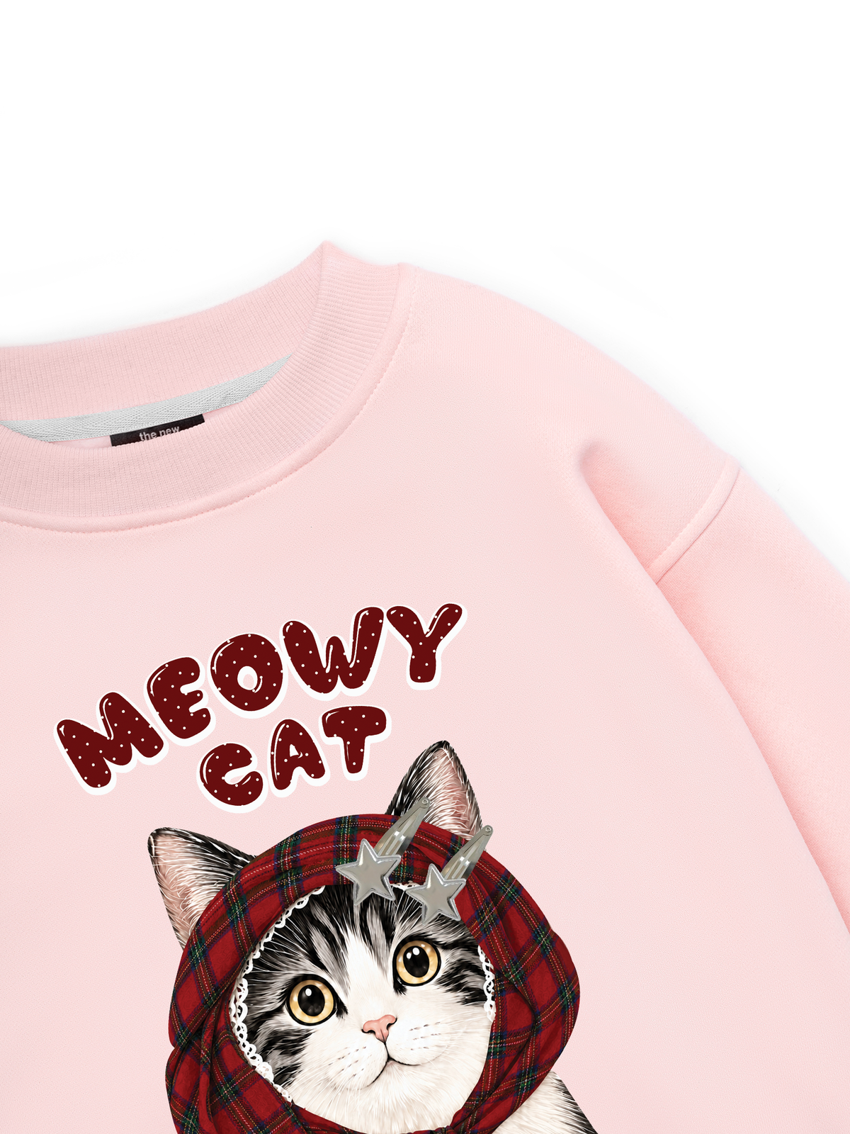Meowy Cat Red Xmas Plaid Sweater