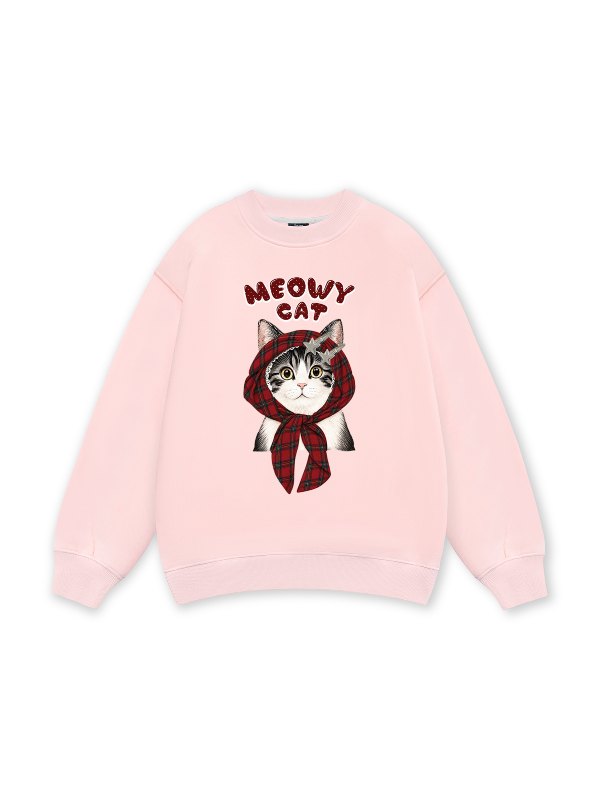 Meowy Cat Red Xmas Plaid Sweater