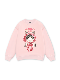 Meowy Cat Pink Plaid Sweater