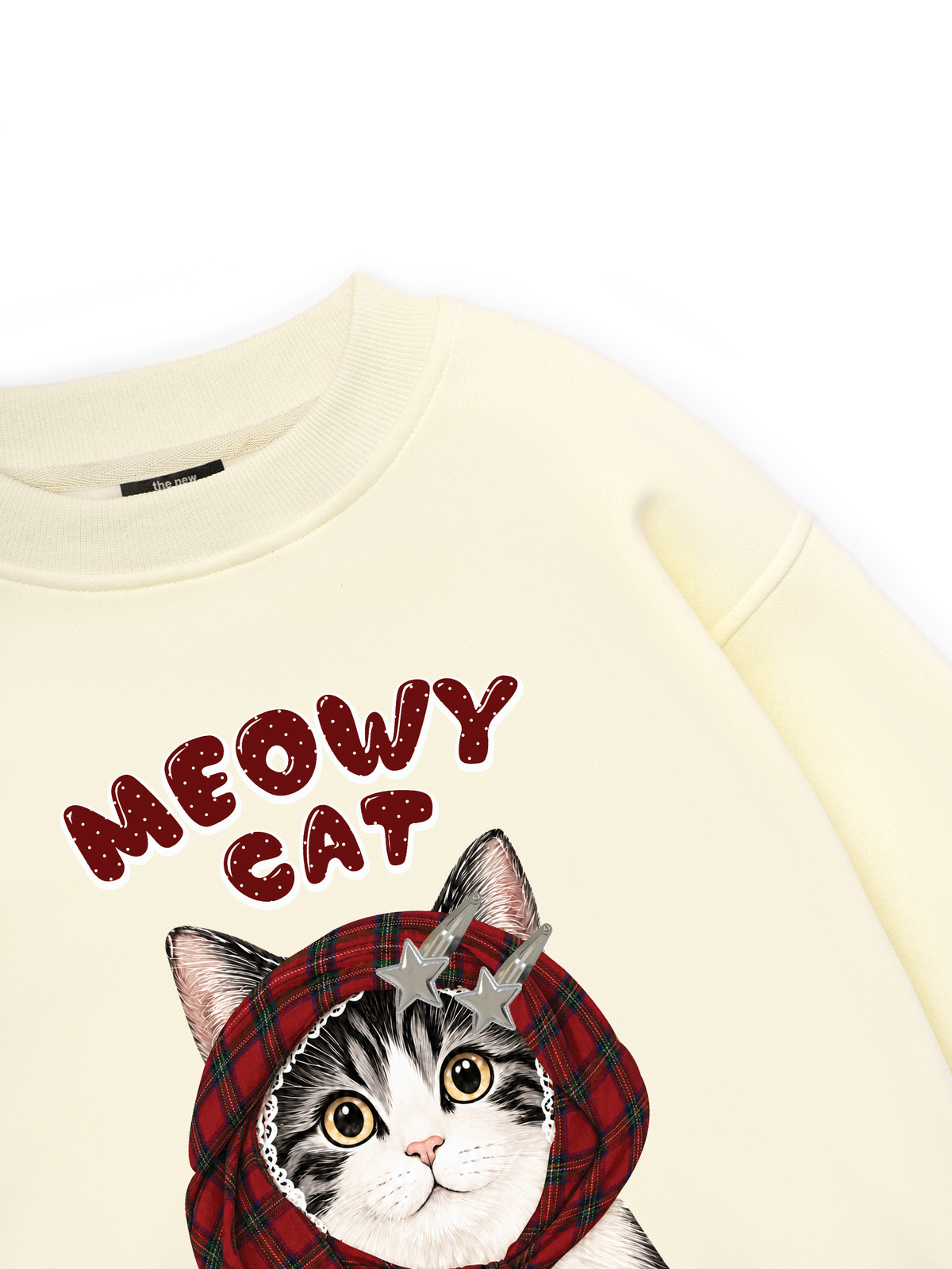 Meowy Cat Red Xmas Plaid Sweater