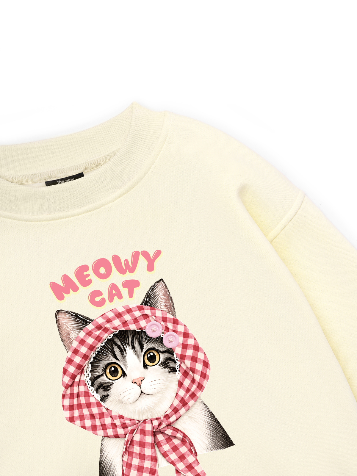 Meowy Cat Pink Plaid Sweater