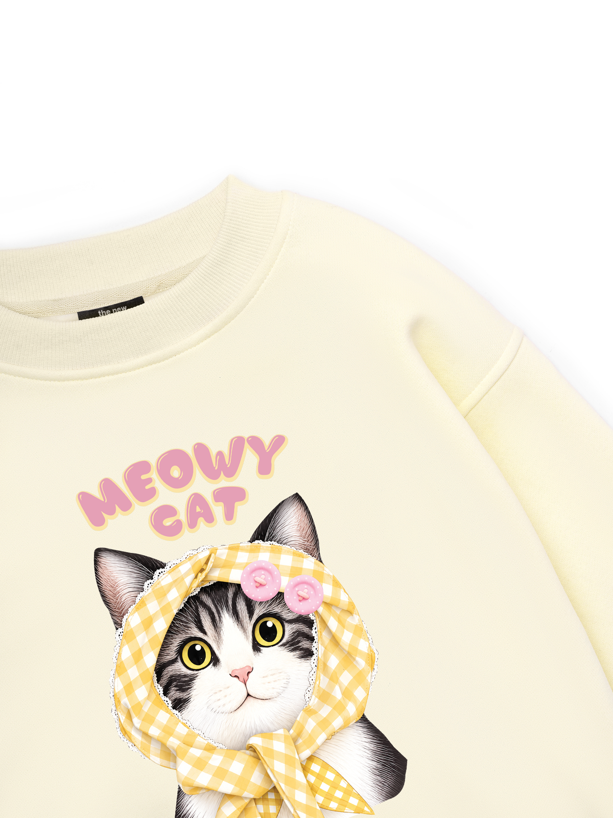 Meowy Cat Yellow Plaid Sweater