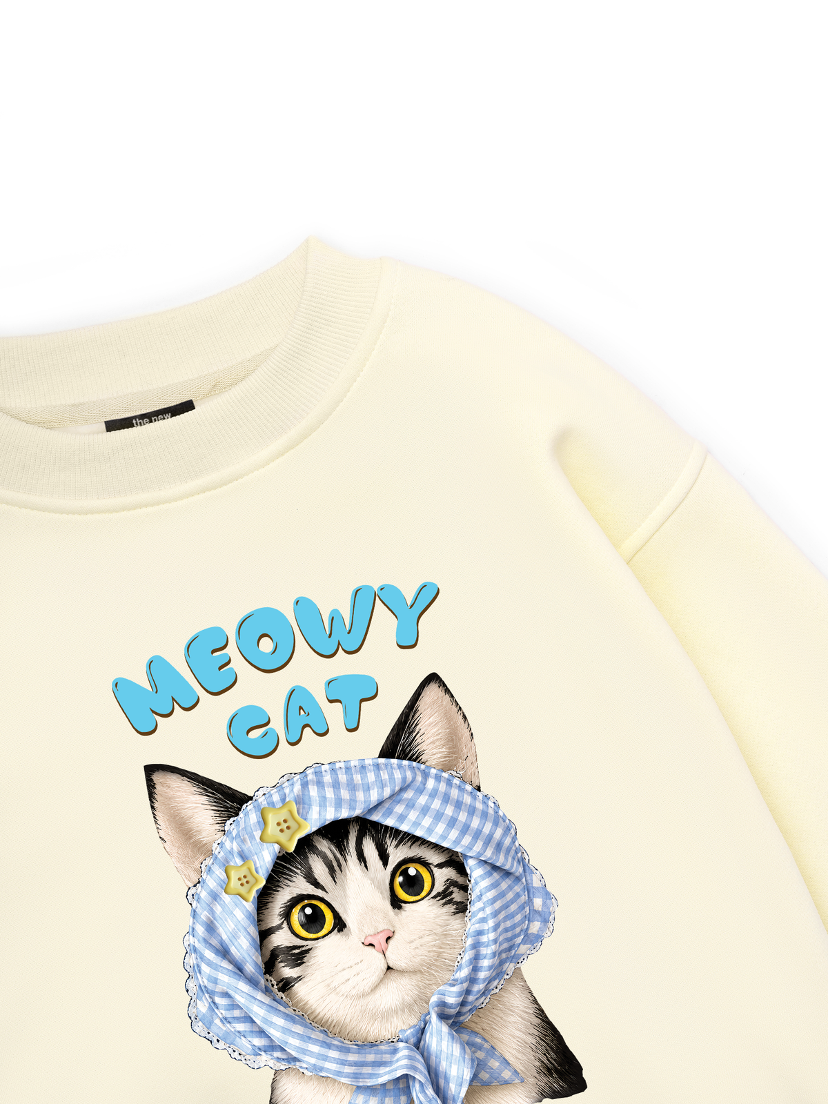 Blue Plaid Meowy Cat Sweater