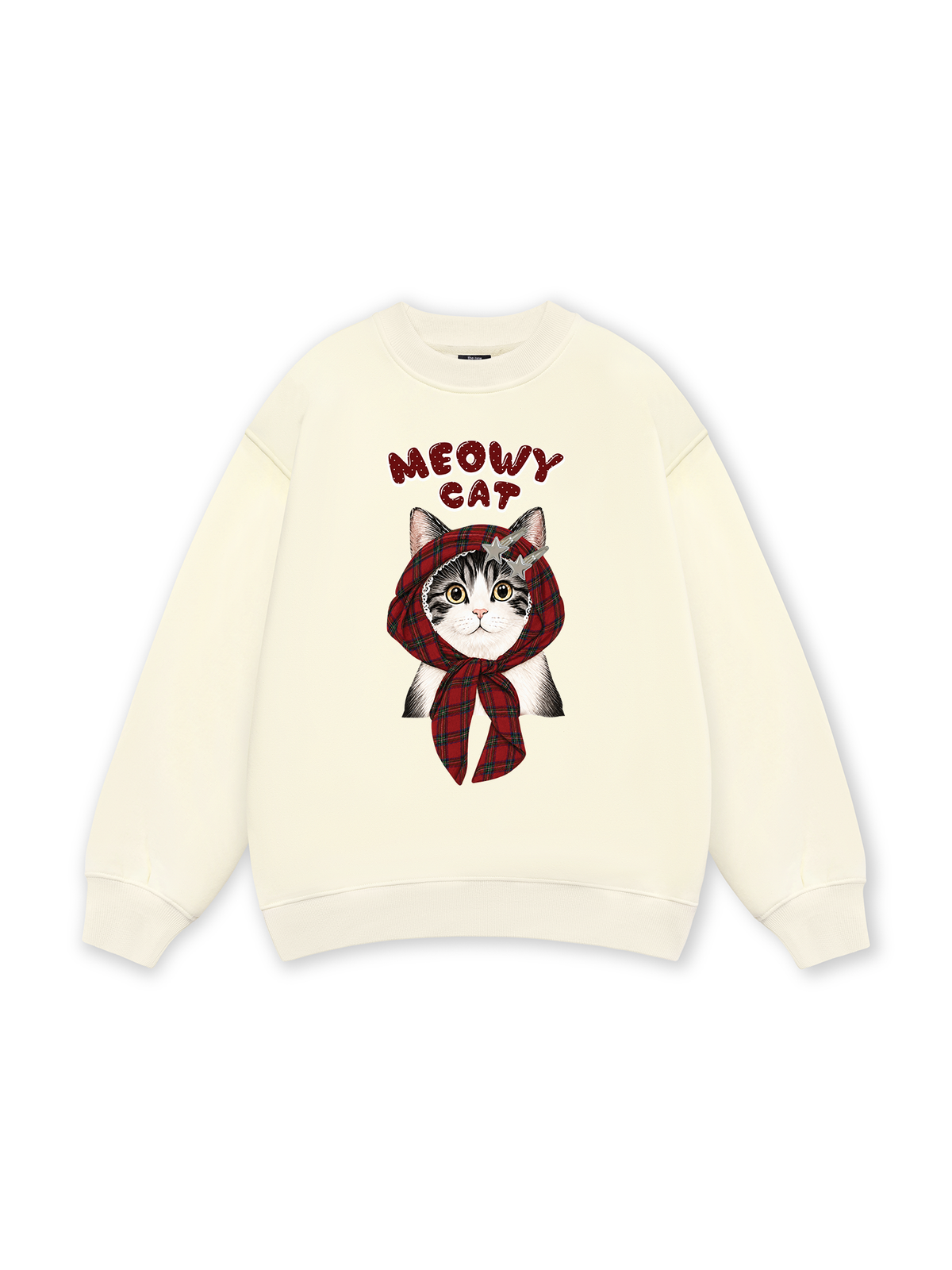 Meowy Cat Red Xmas Plaid Sweater