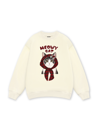 Meowy Cat Red Xmas Plaid Sweater