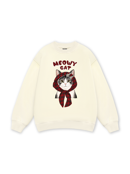 Meowy Cat Red Xmas Plaid Sweater