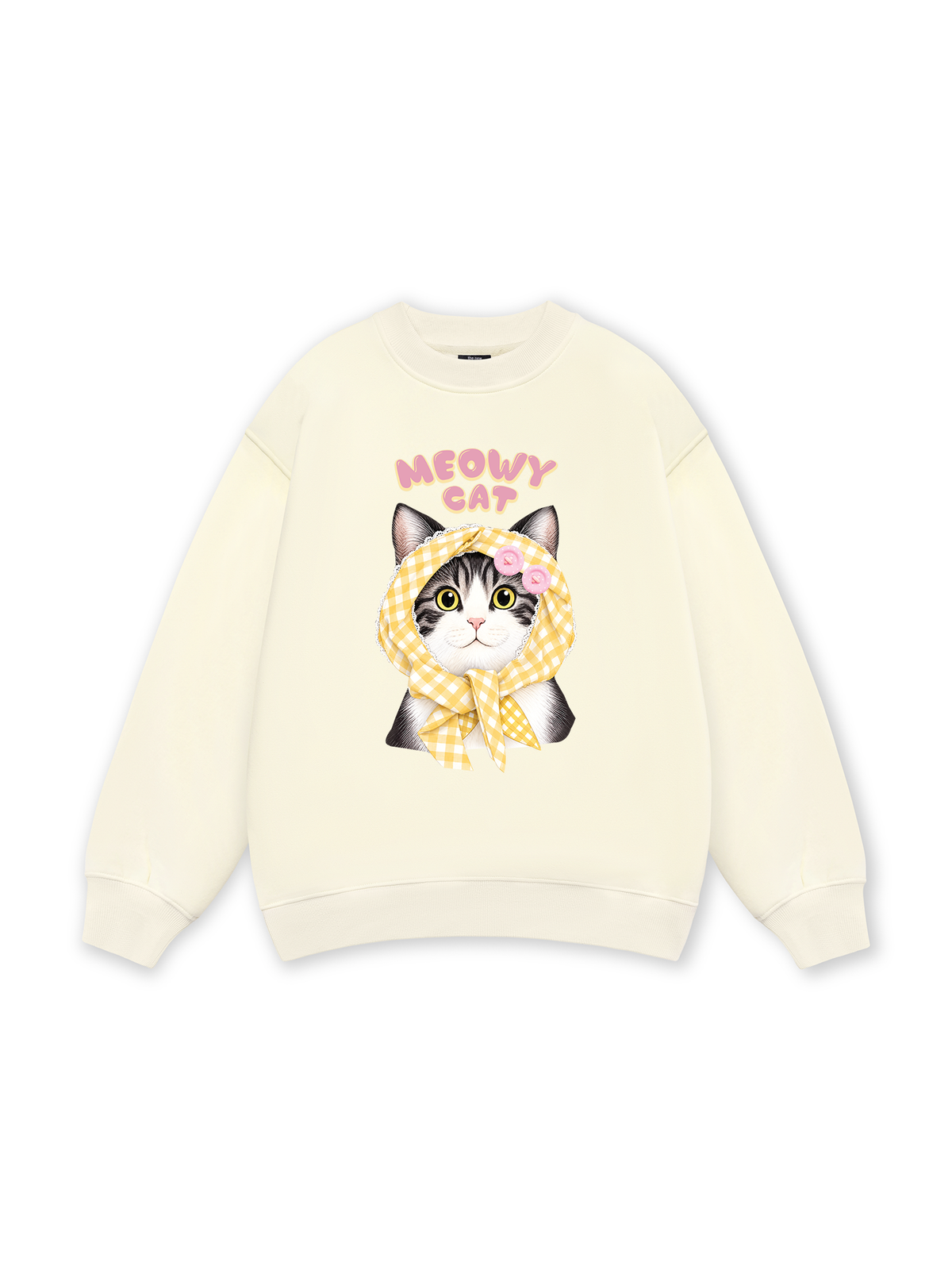 Meowy Cat Yellow Plaid Sweater