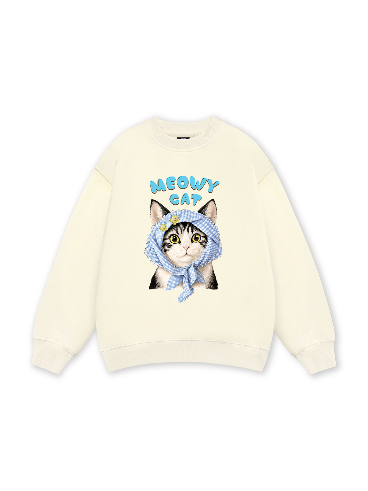 Blue Plaid Meowy Cat Sweater