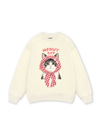 Meowy Cat Pink Plaid Sweater
