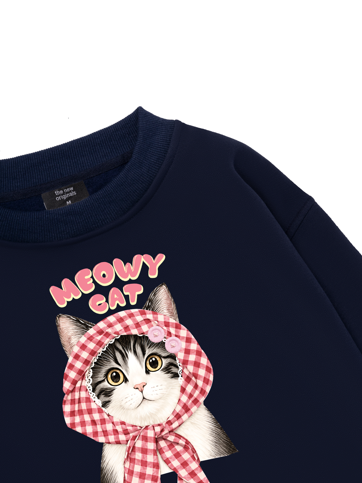 Meowy Cat Pink Plaid Sweater