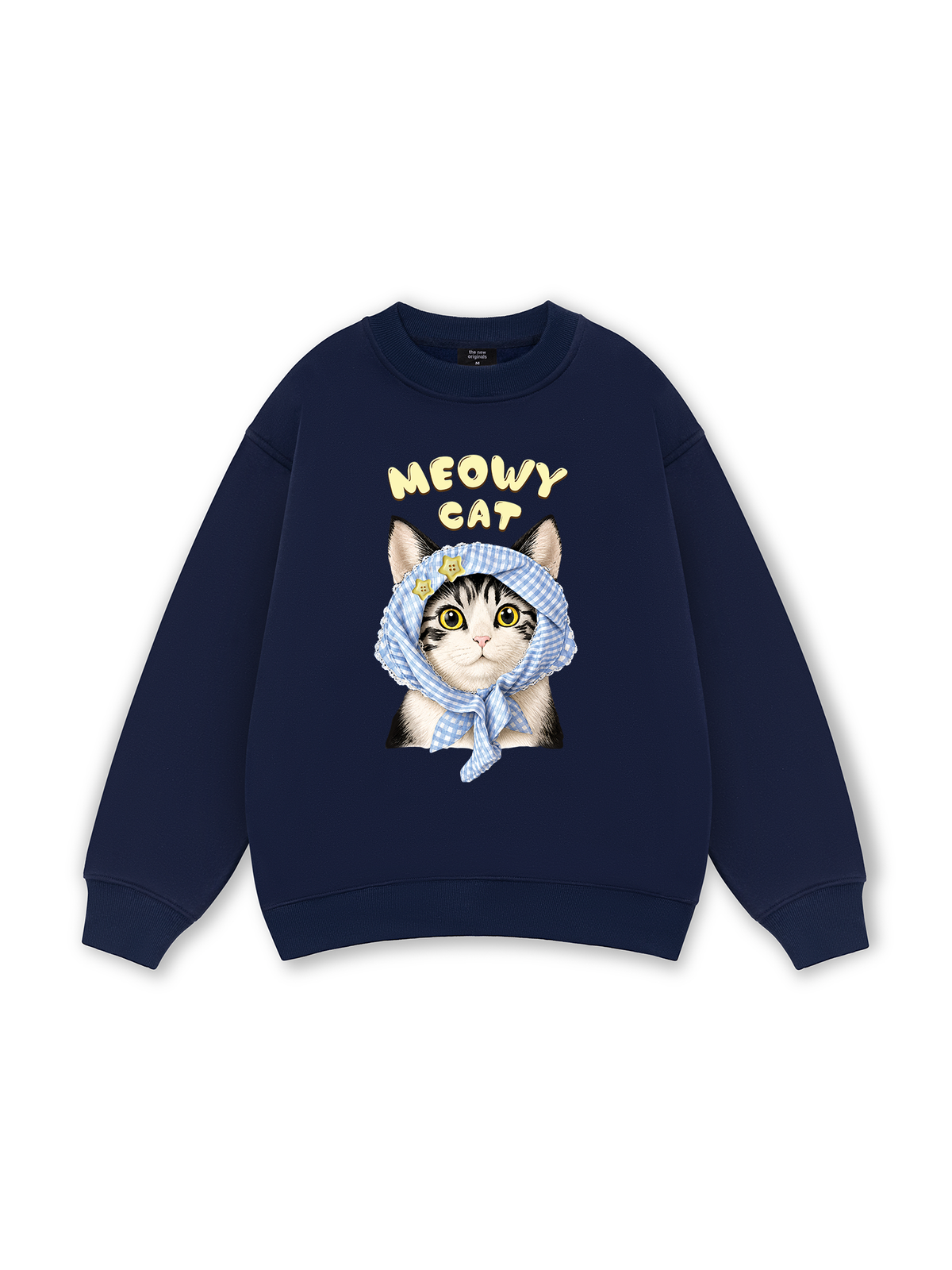 Blue Plaid Meowy Cat Sweater