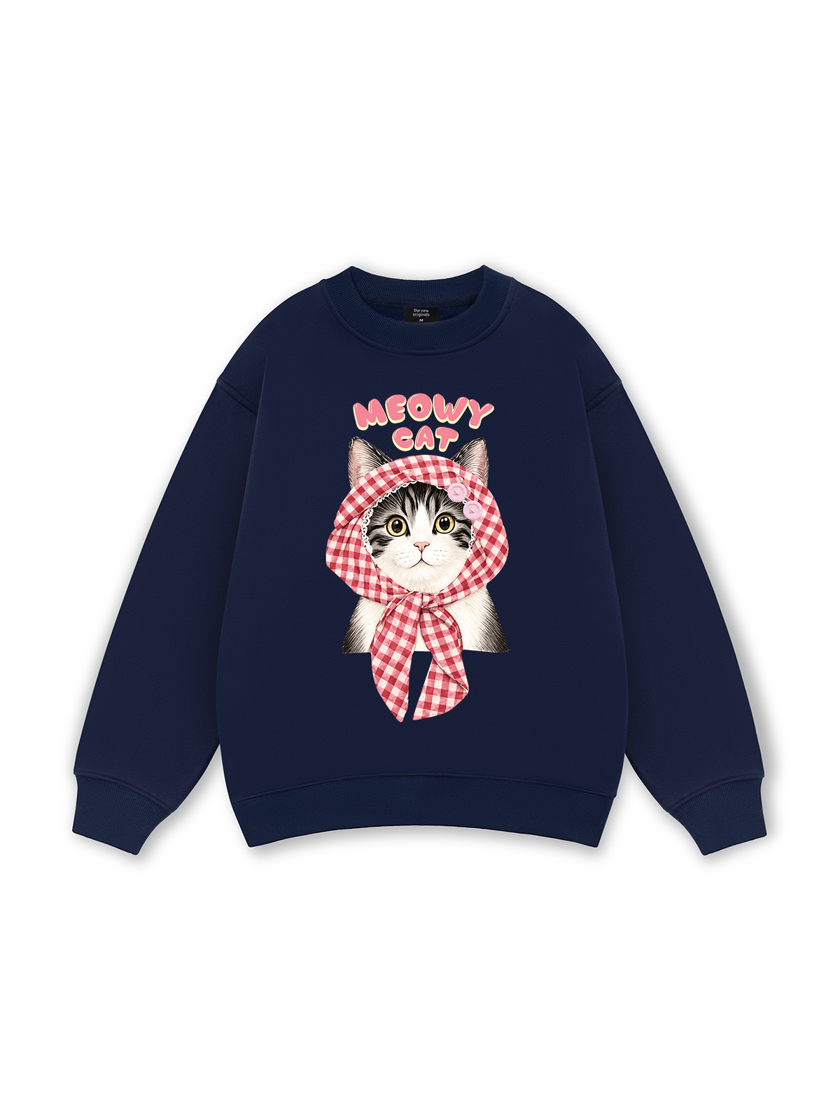 Meowy Cat Pink Plaid Sweater