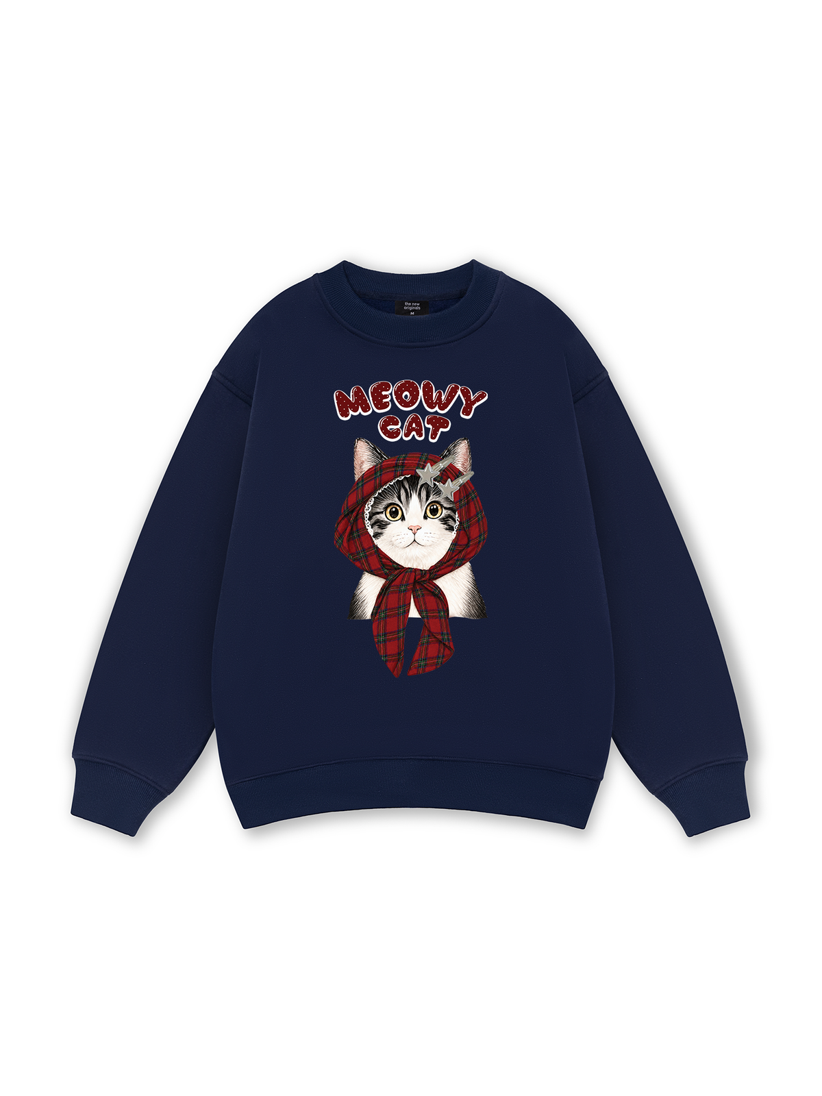 Meowy Cat Red Xmas Plaid Sweater