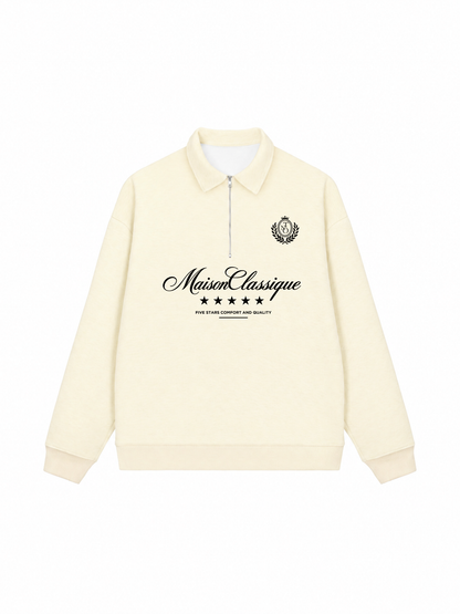 Áo Sweater Polo Nỉ Hai Da MaisonClassique