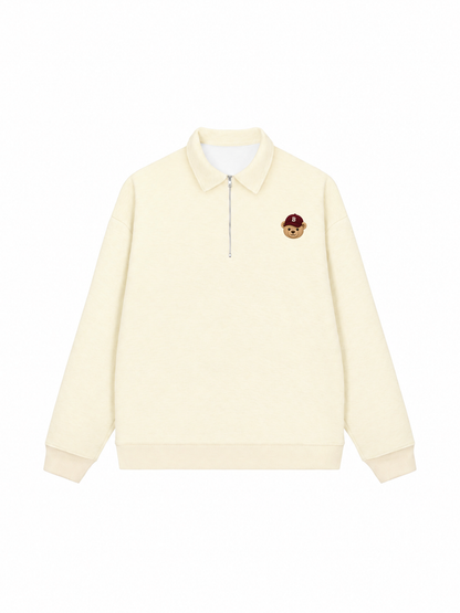 Áo Sweater Polo Nỉ Hai Da Basic Bear Red Hat