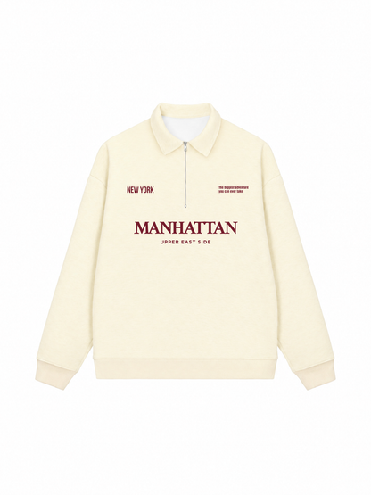 Áo Sweater Polo Nỉ Hai Da Manhattan