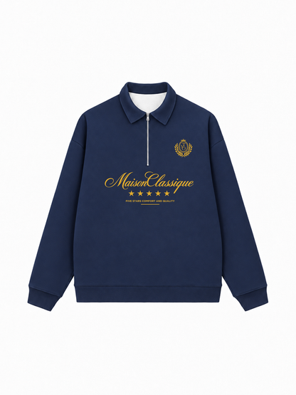 Áo Sweater Polo Nỉ Hai Da MaisonClassique