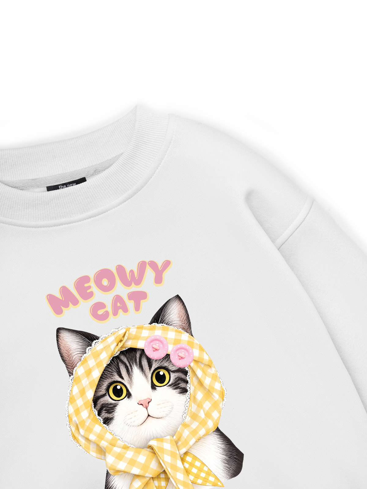 Meowy Cat Yellow Plaid Sweater