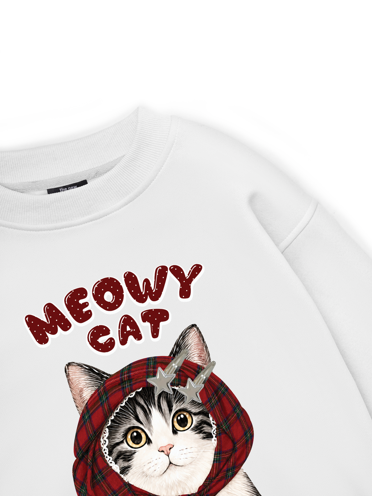 Meowy Cat Red Xmas Plaid Sweater