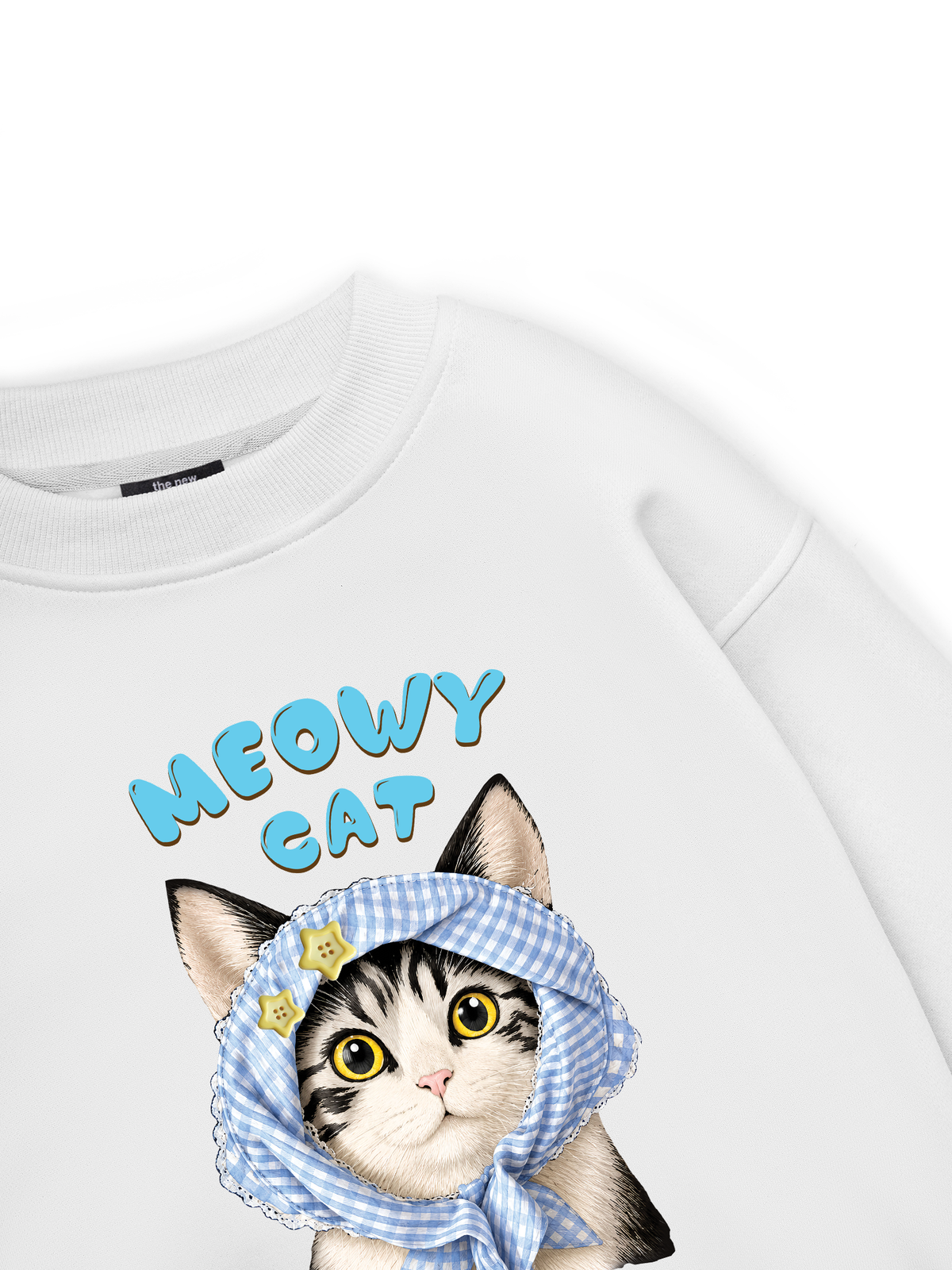Blue Plaid Meowy Cat Sweater