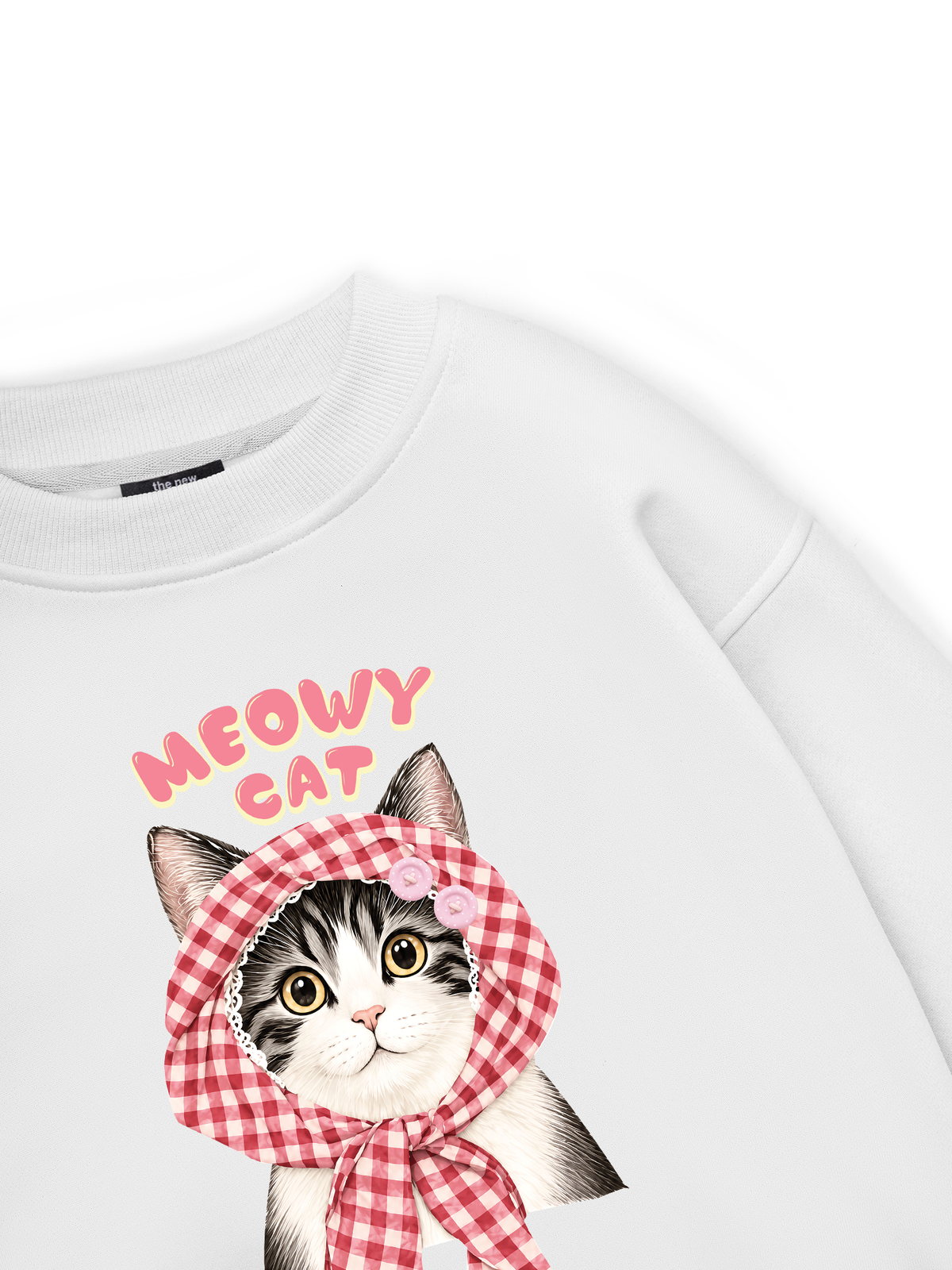 Meowy Cat Pink Plaid Sweater