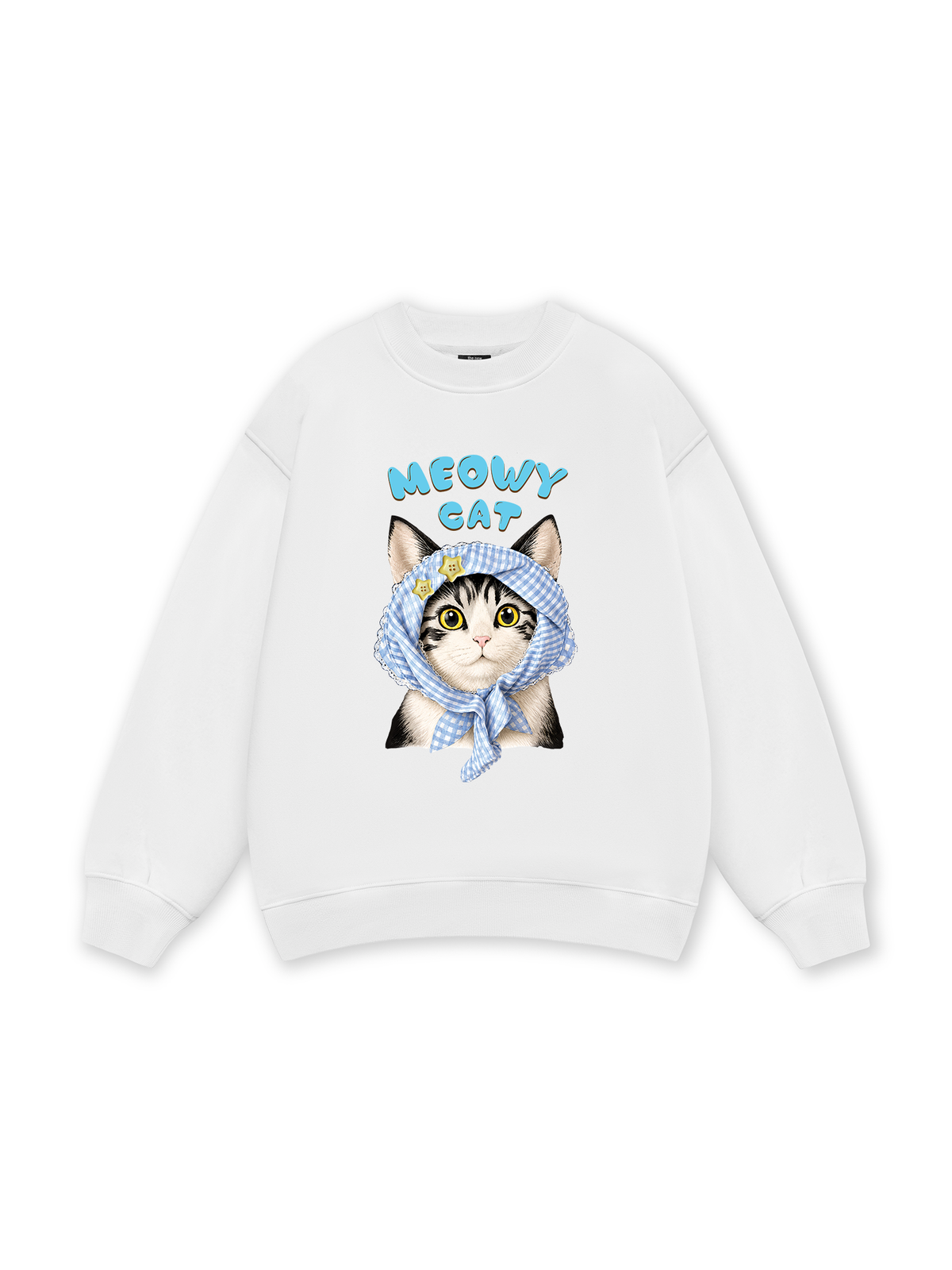 Blue Plaid Meowy Cat Sweater