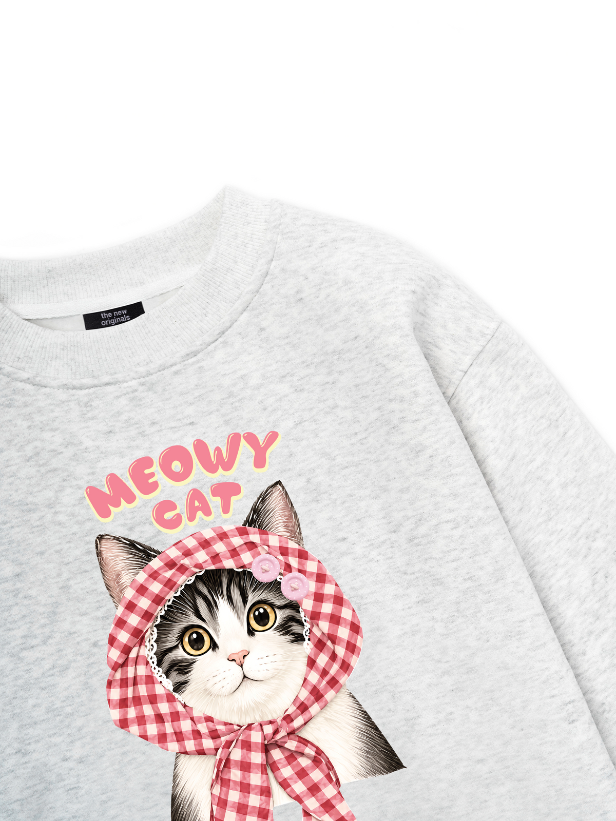 Meowy Cat Pink Plaid Sweater