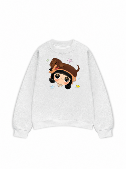 Cute Girl With Dachshund Sweater