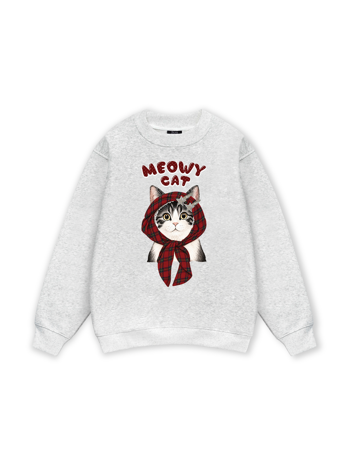 Meowy Cat Red Xmas Plaid Sweater