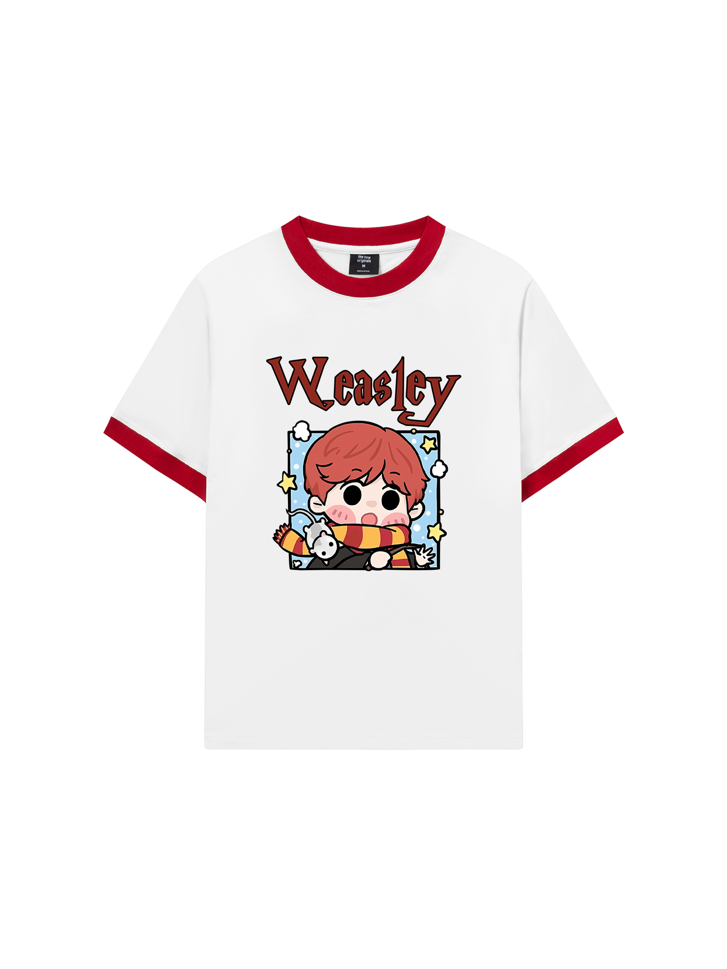 Áo Thun Ringer Relaxed Fit Harrry Potter Weasley Chibi