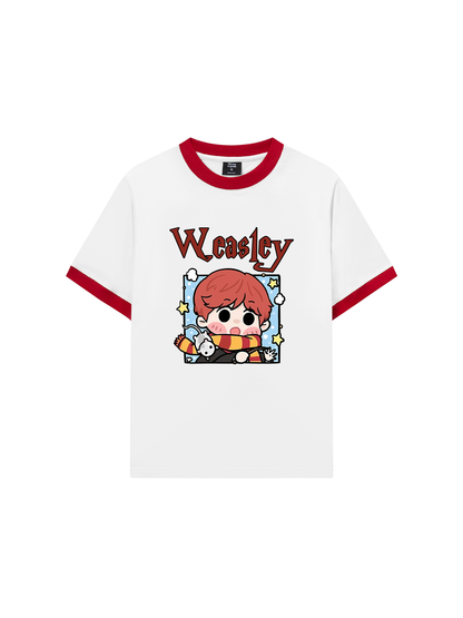 Áo Thun Ringer Relaxed Fit Harrry Potter Weasley Chibi