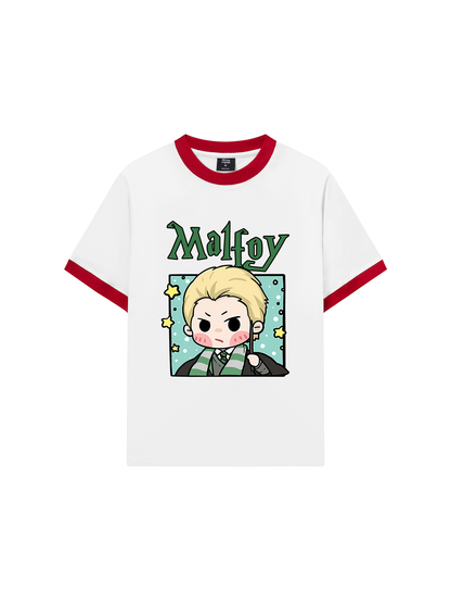 Áo Thun Ringer Relaxed Fit Harry Potter Malfoy Chibi
