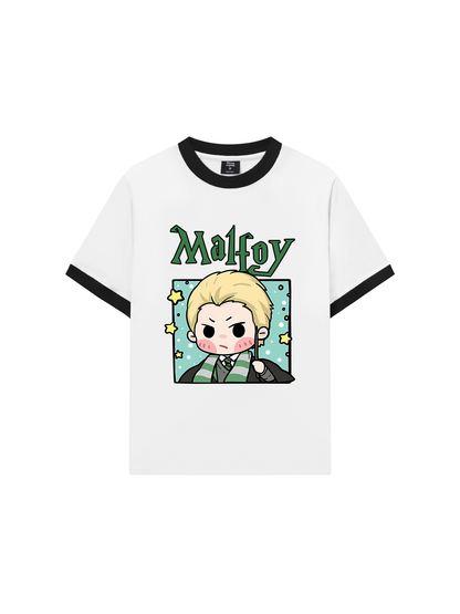 Áo Thun Ringer Relaxed Fit Harry Potter Malfoy Chibi