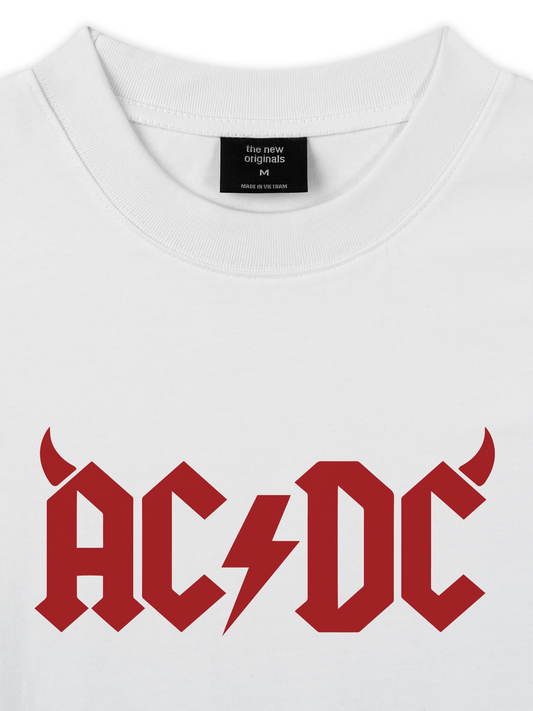 Áo Thun Relaxed Fit Music Rock AC DC Hell Logo Basic