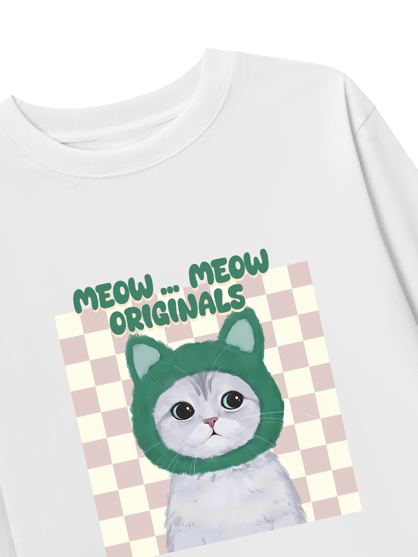 Áo Thun Dài Tay Animal Mood Meow Green Pink