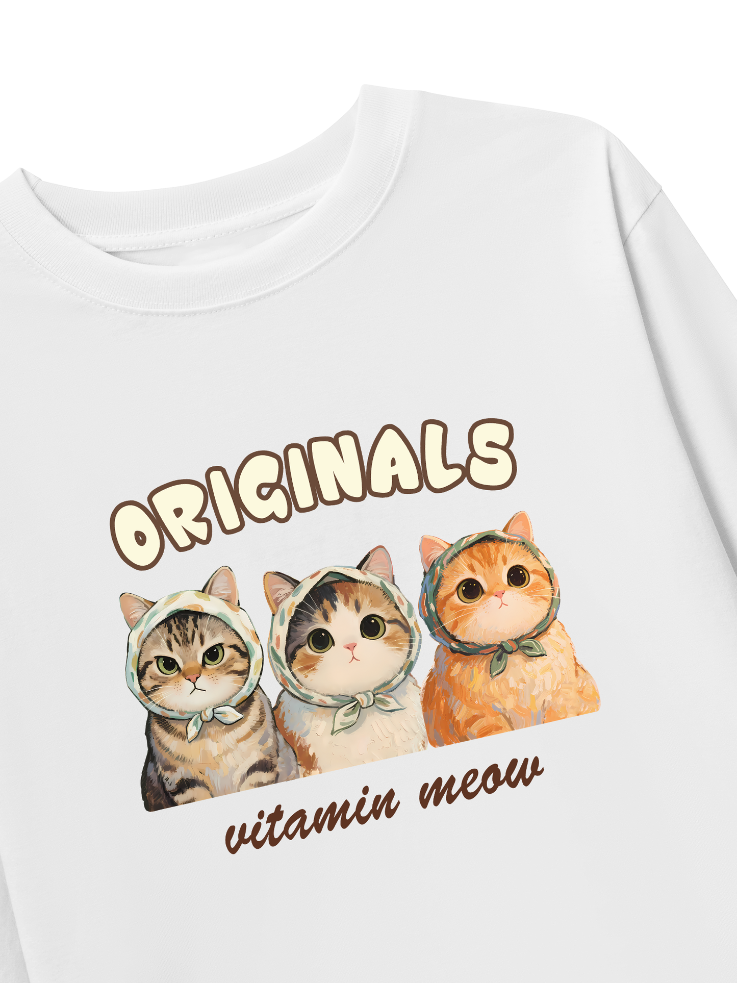 Áo Thun Dài Tay Cute Three Cat Vitamin Meow