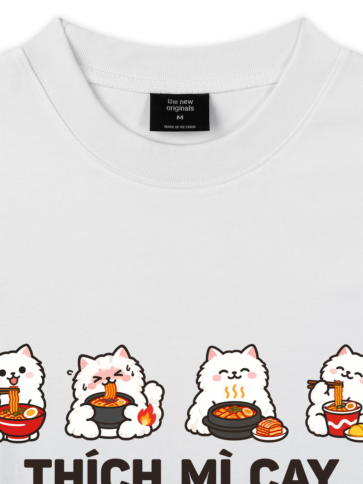 Áo Thun Relaxed Fit Thích Mì Cay-Mèo Trắng