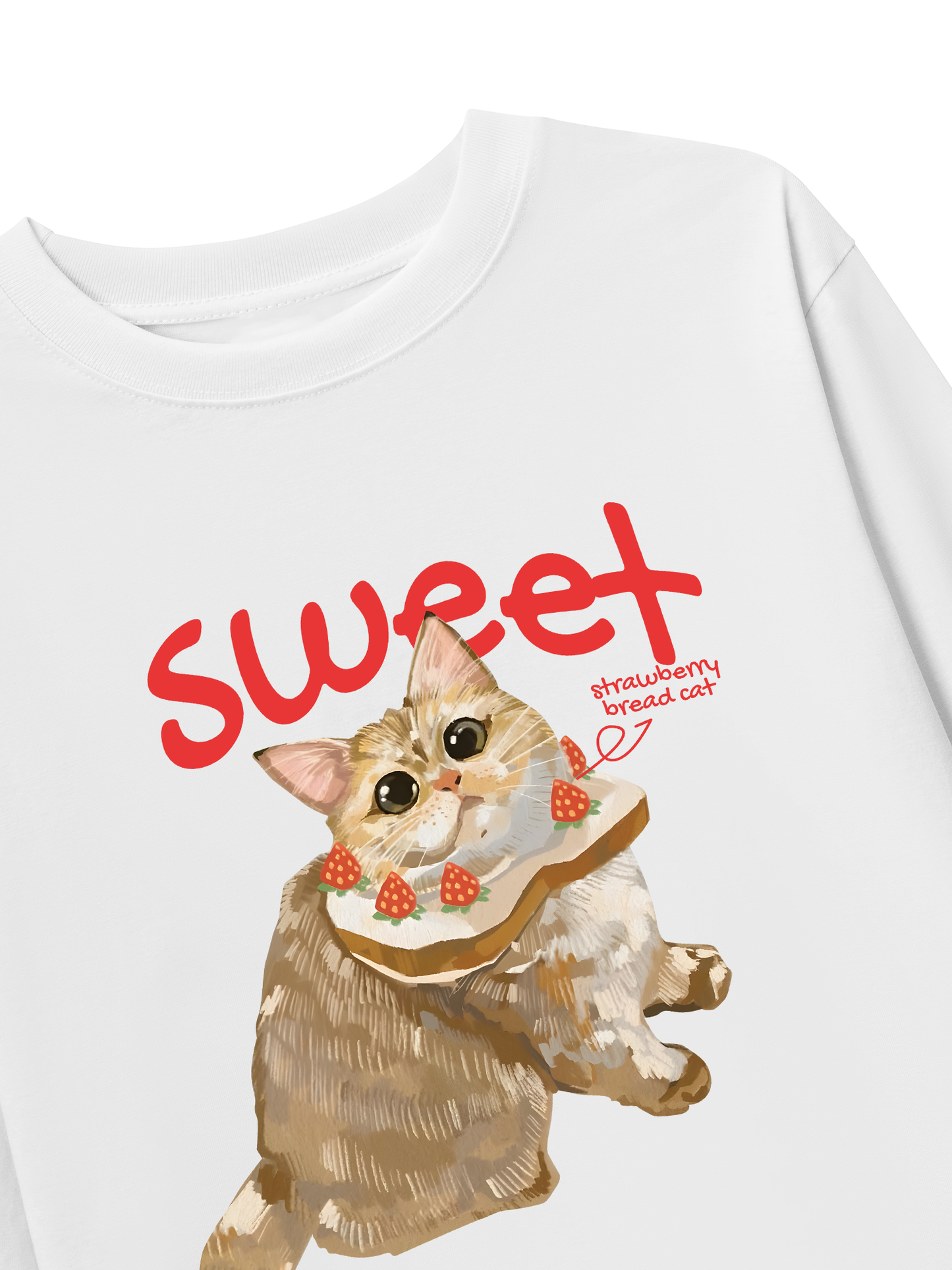 Áo Thun Dài Tay Strawberry Bread Cat