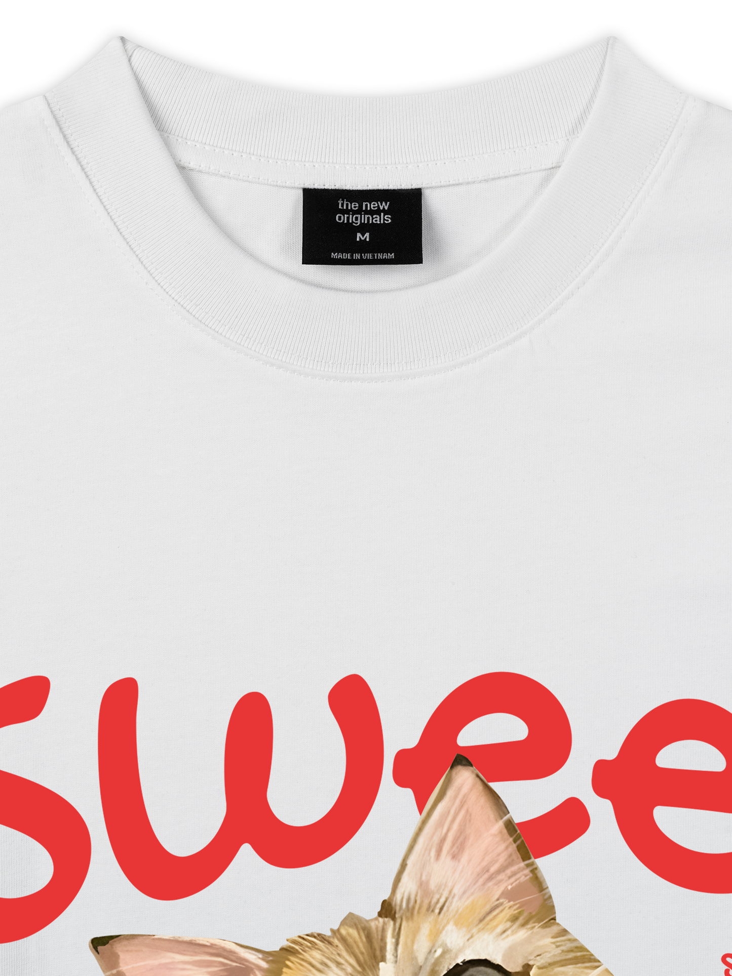 Áo Thun Relaxed Fit Animal Mood Strawberry Bread Cat