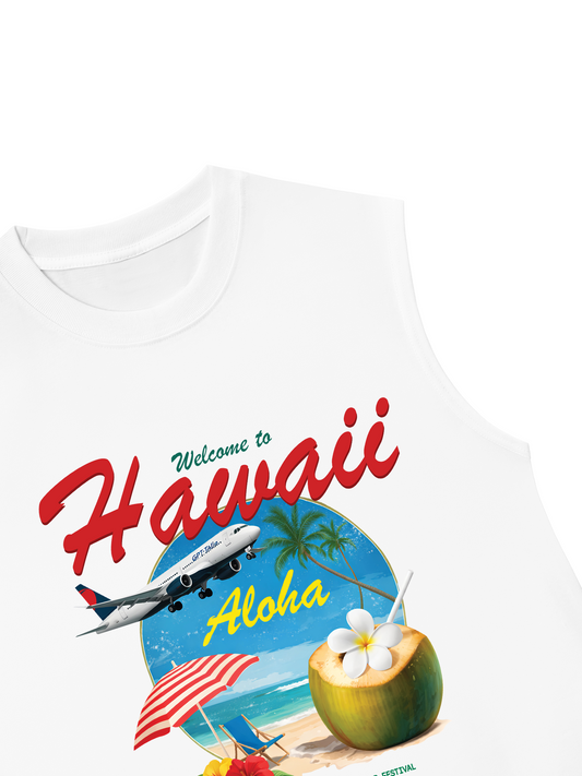 Áo Ba Lỗ Relaxed Fit Welcome  to Hawaii