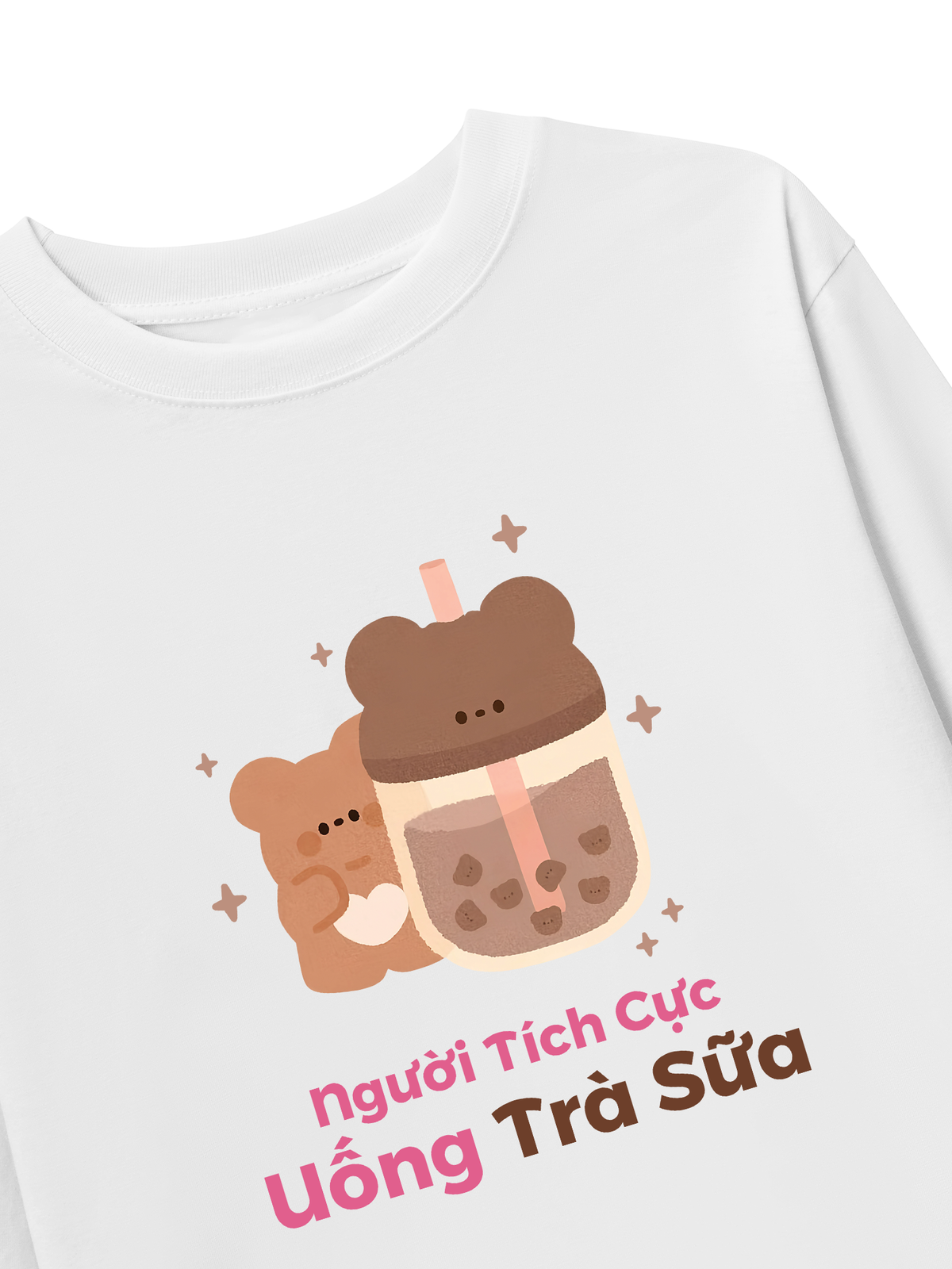 Áo Thun Dài Tay Người Tích Cực Uống Trà Sữa