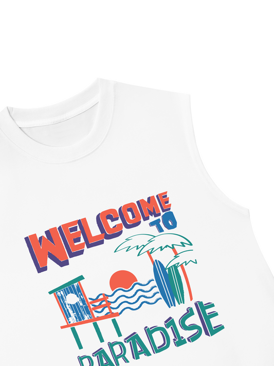 Áo Ba Lỗ Relaxed Fit Welcome To Paradise