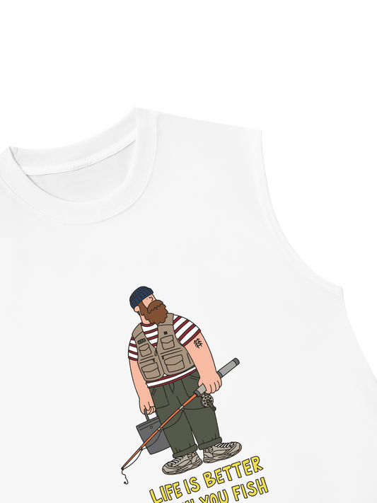 Áo Ba Lỗ Relaxed Fit Life Is Better When You Fish