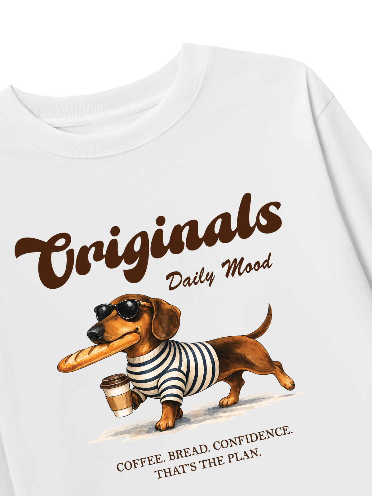 Áo Thun Dài Tay  Daily Mood Coffee Dachshund