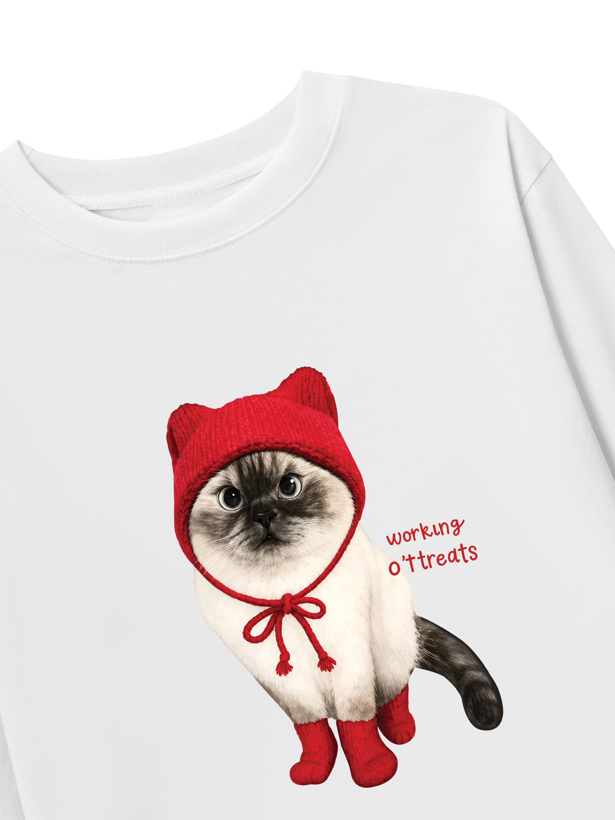 Áo Thun Dài Tay Working O'ttreats Red Meow