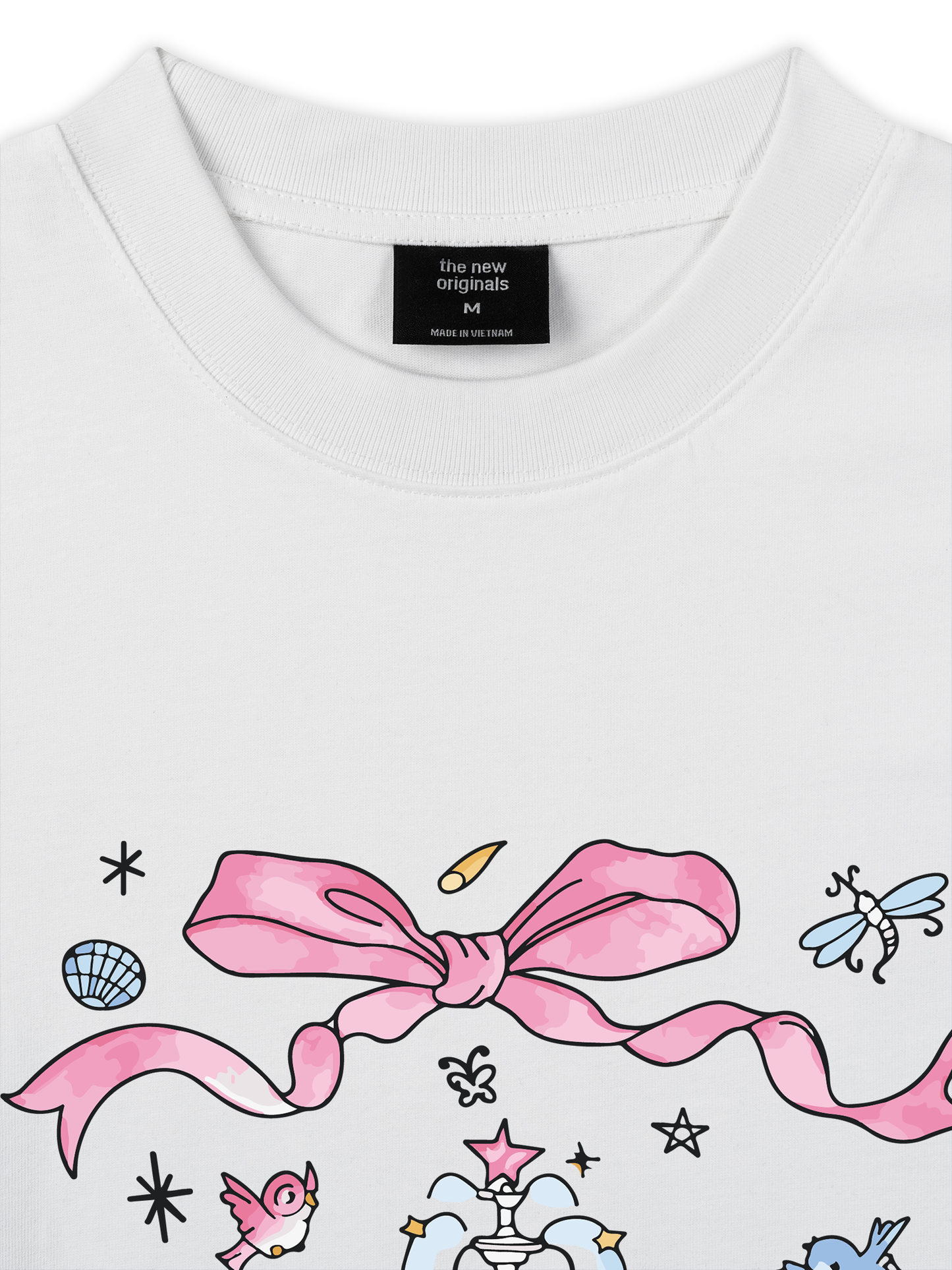 Áo Thun Relaxed Fit Cute Girl Pink Bow And Animal