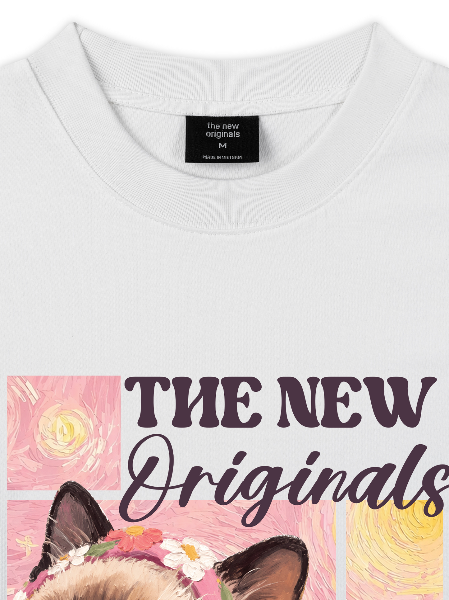 Áo Thun Relaxed Fit Pink Flower Cat