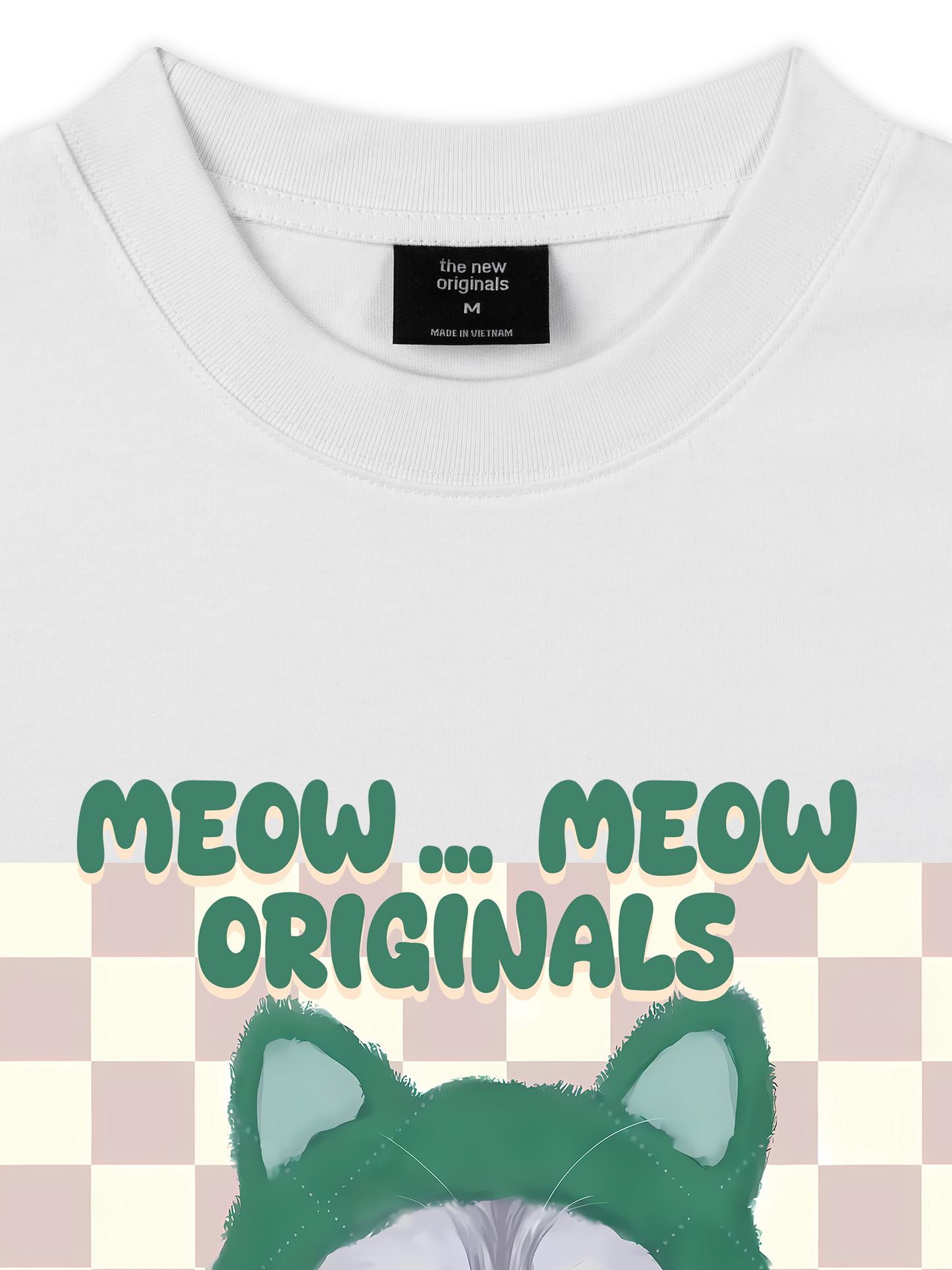 Áo Thun Relaxed Fit Animal Mood Meow Green Pink