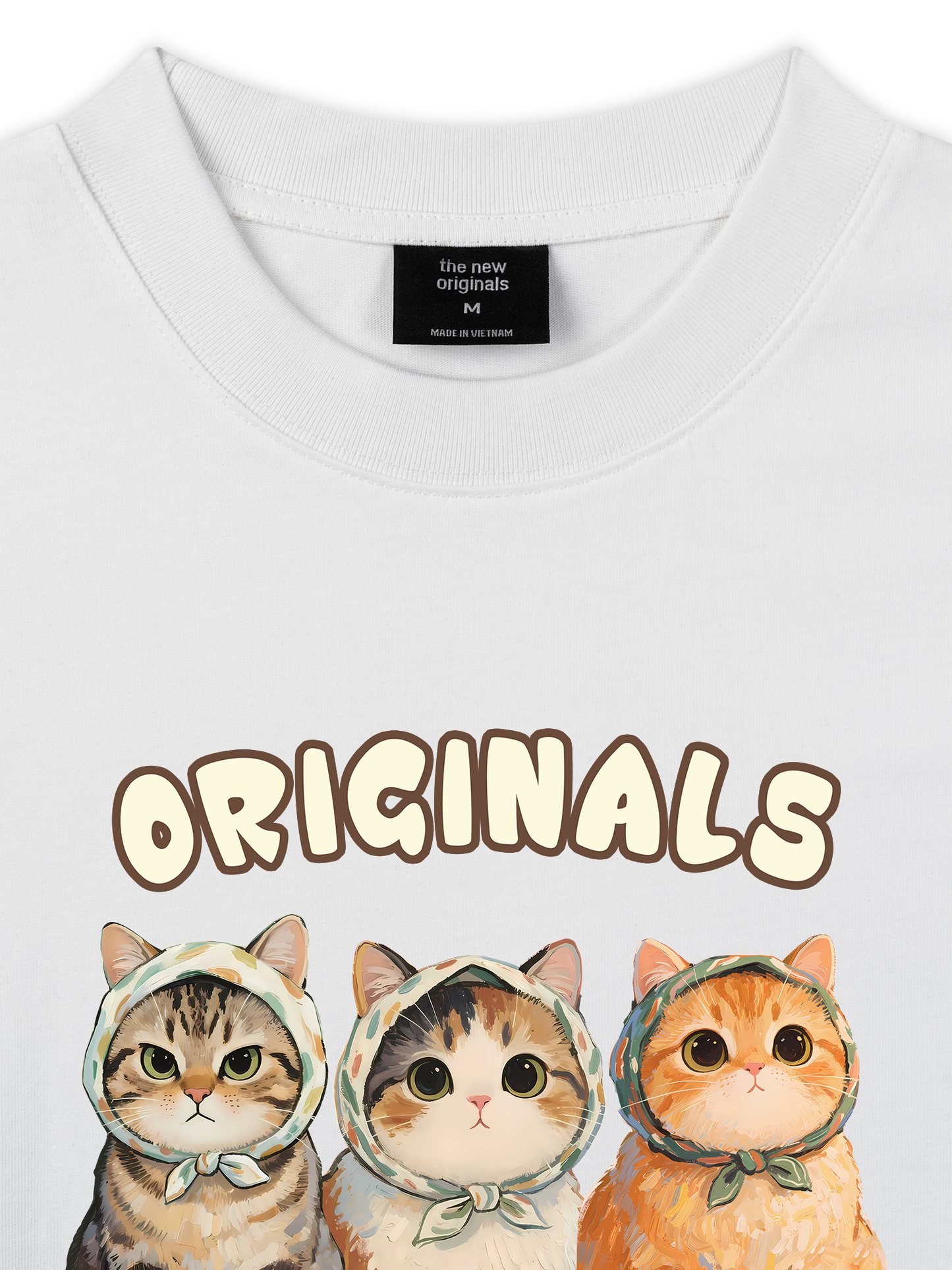Áo Thun Relaxed Fit Cute Three Cat Vitamin Meow
